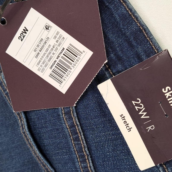 New AVA & VIV Skinny Dark Wash Stretch Blue Jeans Size 22W Inseam 27.5 - Picture 14 of 16